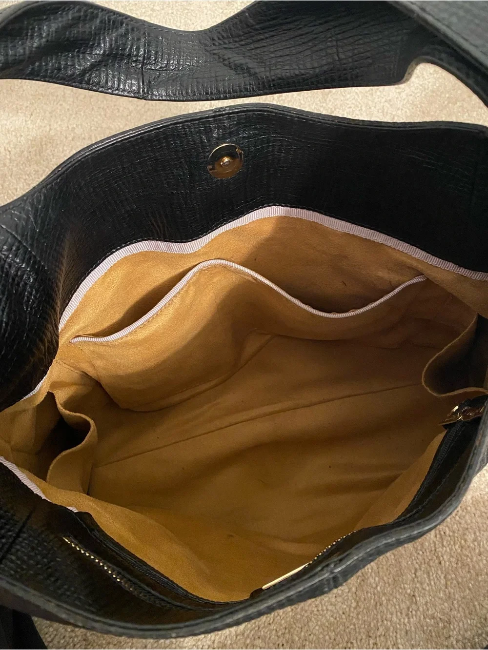 Jimmy Choo Black Shoulder Hobo Bag with Gold Accents